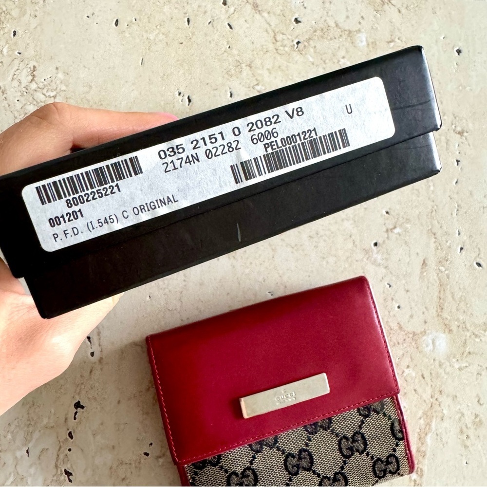 Gucci Wallet, Red With Canvas Monogram, Authentic - image 3